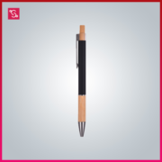 black pen with wooden grip
